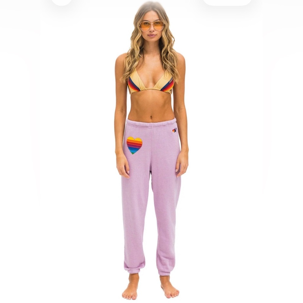 Aviator Nation Heart Stitch Sweatpants in Mauve